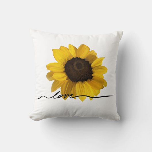 リアルな黄色のひまわり絵画の花 クッション (正面)