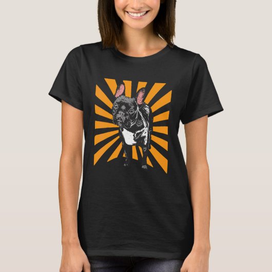 リアルな黒いブフランスのルドッグ Tシャツ (正面)