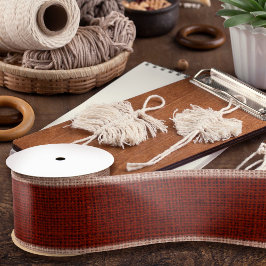 リアルなBurlapテクスチャシンプルの素朴金ゴールドと赤 サテンリボン