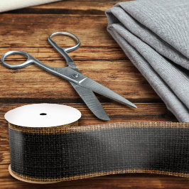 リアルなBurlapテクスチャシンプルシック素朴ブラック サテンリボン