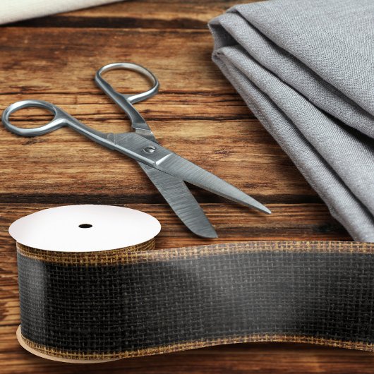 リアルなBurlapテクスチャシンプルシック素朴ブラック サテンリボン