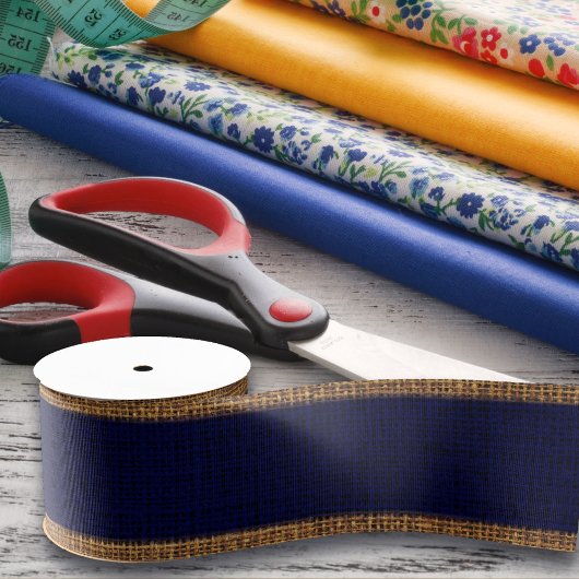 リアルなBurlapテクスチャシンプル素朴Navy Blue グログランリボン