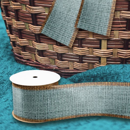 リアルなBurlapテクスチャシンプル素朴Sage Green サテンリボン