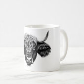 リアルなYak頭部Tシャツ – ユニーク白黒 コーヒーマグカップ (正面右)