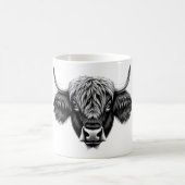 リアルなYak頭部Tシャツ – ユニーク白黒 コーヒーマグカップ (中央)
