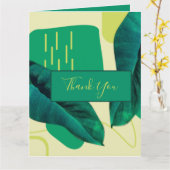リアルオーガニックリーフコラージュ緑ありがとう カード (黄色い花)