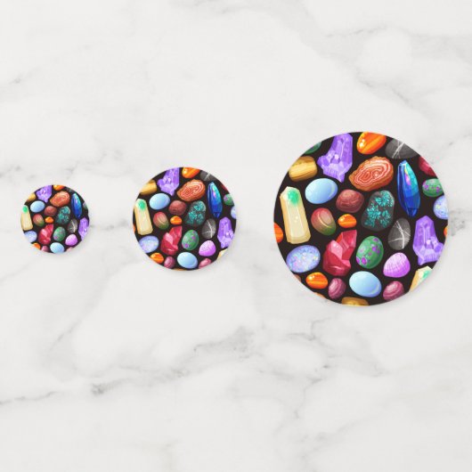 リアルカラフルな岩と結晶のパターン コンフェッティ (裏面)