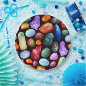 リアルカラフルな岩と結晶のパターン ペーパープレート (パーティー)