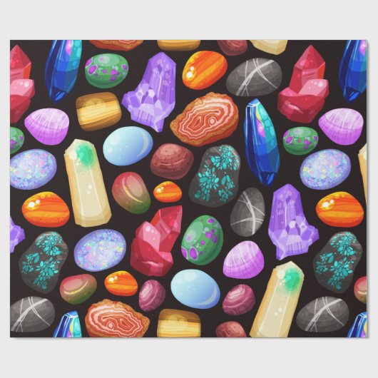 リアルカラフルな岩と結晶のパターン ラッピングペーパー (フラット)