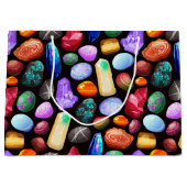 リアルカラフルな岩と結晶のパターン ラージペーパーバッグ (正面)