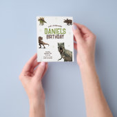 リアルクールな恐竜の誕生日パーティー チラシ (手)