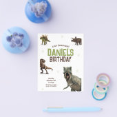 リアルクールな恐竜の誕生日パーティー チラシ (シングル)