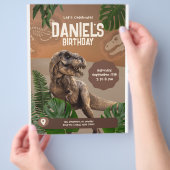 リアルクール恐竜誕生日招待状 チラシ (手)