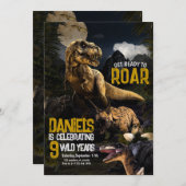 リアルクール恐竜誕生日野生招待状 (正面/裏面)