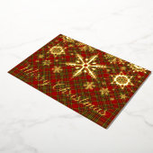 リアルゴールドホイルのメリークリスマススノーフレークがチェック柄に 箔シーズンカード (回転した状態)