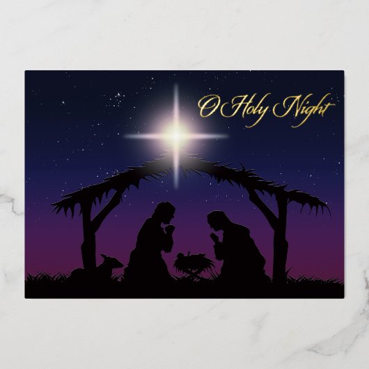 リアルゴールドホイル クリスマスカード 聖夜のマリアと天使 箔シーズンカード (正面)