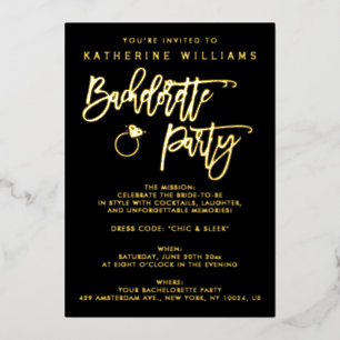 リアルゴールド箔のバチェロレッテパーティー招待状 箔招待状