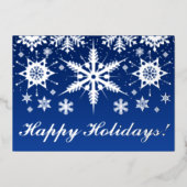 リアルシルバーフォイルの雪の結晶があしらわれた美しいホリデーカード 箔シーズンカード (正面)