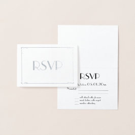 リアルシルバーフォイル アートデコ ウェディング RSVP カード 3.5x5