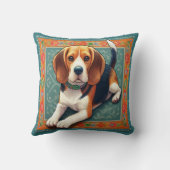 リアルスタイリッシュな3Dビーグルカラフルドッグ縁ど クッション (裏面)