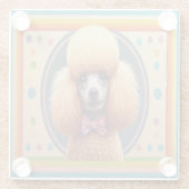 リアルスタイリッシュキュートなプードルカラフルド縁どグ ガラスコースター (裏面)