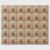 リアルスタイリッシュキュートなプードルカラフルド縁どグ ラッピングペーパー (フラット)