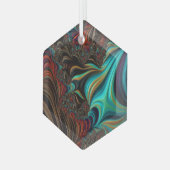 リアルティール(緑がかった色)ツイストフラクタル二重ヘリックス3-Dエフェクト ガラスオーナメント (正面左)
