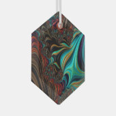 リアルティール(緑がかった色)ツイストフラクタル二重ヘリックス3-Dエフェクト ガラスオーナメント (正面右)