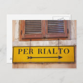 リアルト橋への道を指して標識を入れ ポストカード (正面/裏面)