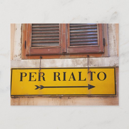 リアルト橋への道を指して標識を入れ ポストカード (正面)