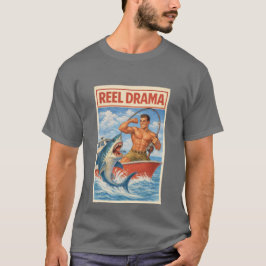 リアルドラマ シャークフィッシャーマン | 面白いレトロなボーティング Tシャツ