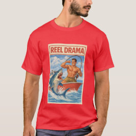リアルドラマ シャークフィッシャーマン | 面白いレトロなボーティング Tシャツ