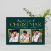 リアルフォイルのクリスマス コラージュ ホリデー フォト カード (立ち正面)