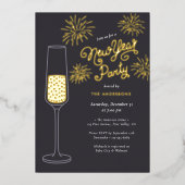 リアルフォイル花火＆シャンパン新年パーティー 箔招待状 (正面)