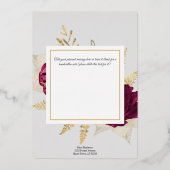 リアルフォイル ゴールデン エレガント ローズ バースデー カード (裏面)