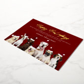 リアルフォイル ゴールド ハッピー ホリデイズ かわいいクリスマス犬 箔シーズンカード (回転した状態)