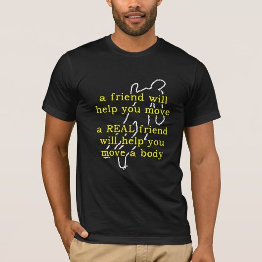リアルフレンドが体を動かす面白Tシャツ ユーモア Tシャツ (正面)