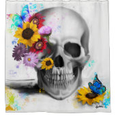 リアルフローラ蝶スカル シャワーカーテン (正面)