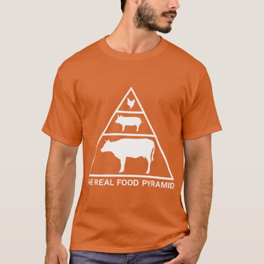 リアルフードピラミッド 肉食主義者 ギフト Tシャツ (正面)