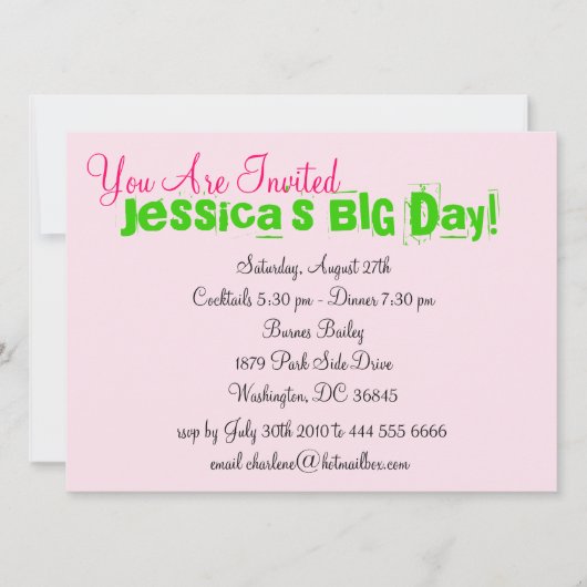 リアルプリティガールズライフ招待状 招待状 (正面)