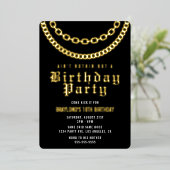 リアルホイルのヒップホップ誕生日招待状 箔招待状 (立ち正面)