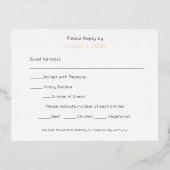 リアルホイルRSVP アールデコ 幾何学 ゴールドホイル 食事 箔招待状ポストカード (裏面)