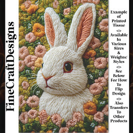 リアル刺繍白うさぎBZ7デコページ 薄葉紙
