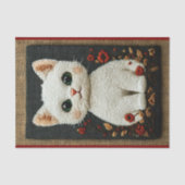 リアル刺繍白猫BZ8デコパージュ 薄葉紙 (正面)