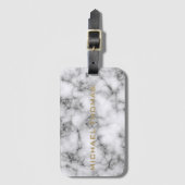 リアル素晴らしな白い大理石パターンモノグラム ラゲッジタグ (正面縦)