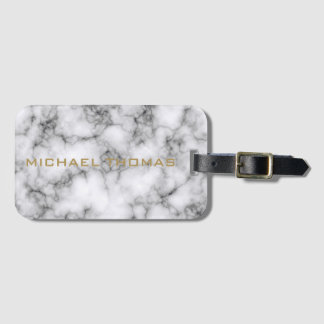 リアル素晴らしな白い大理石パターンモノグラム ラゲッジタグ