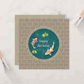 リアル緑日本のコイ魚池 カード (正面/裏面インサイチュ)