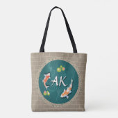 リアル緑日本のコイ魚池 トートバッグ (裏面)