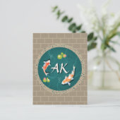 リアル緑日本のコイ魚池 ポストカード (スタンド正面)