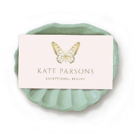 リアル金ゴールド蝶ピンク 名刺